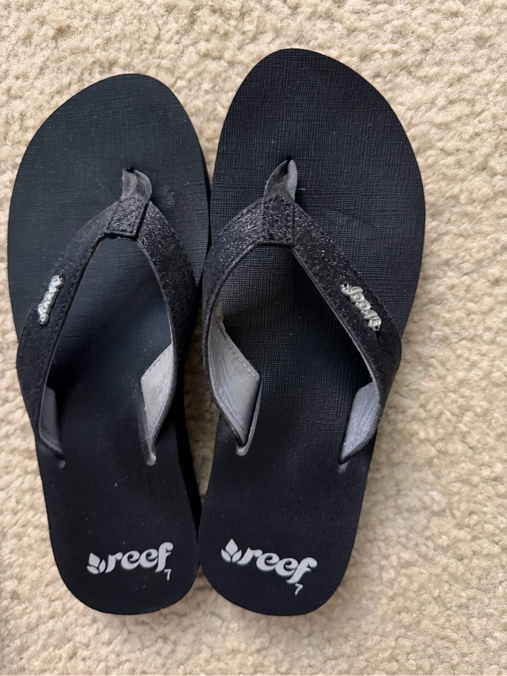 Reef Women’s Black Glitter Flip Flops NEW
